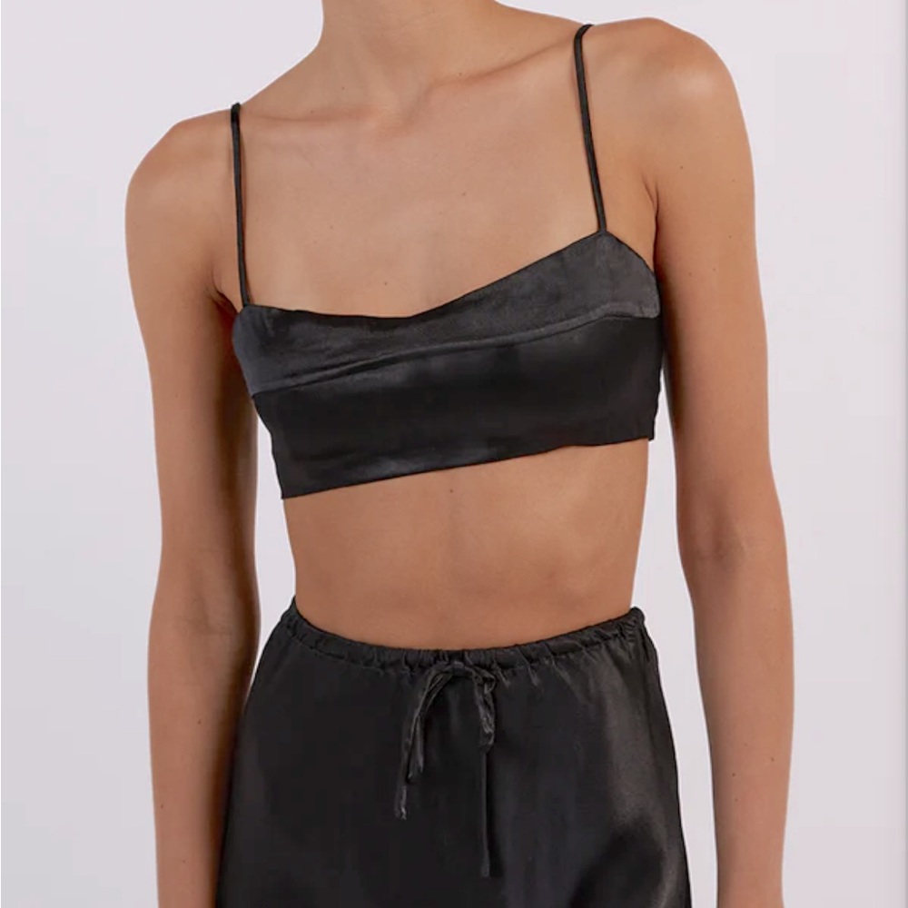 DISSH *NWT* Charli Black Satin Cropped Bralette Size 6